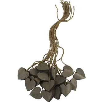 Hanging Heart 20pc, gray wood