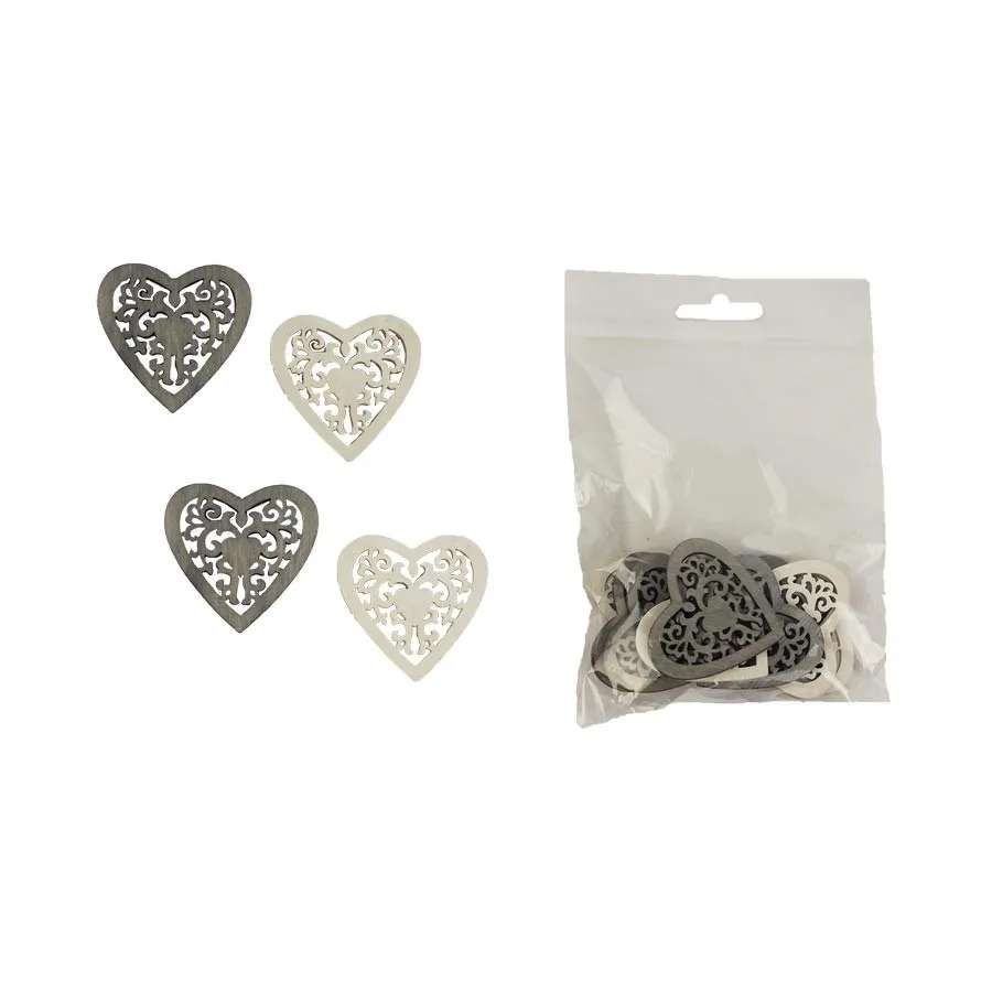 Decorative heart, 12 pcs D3684 