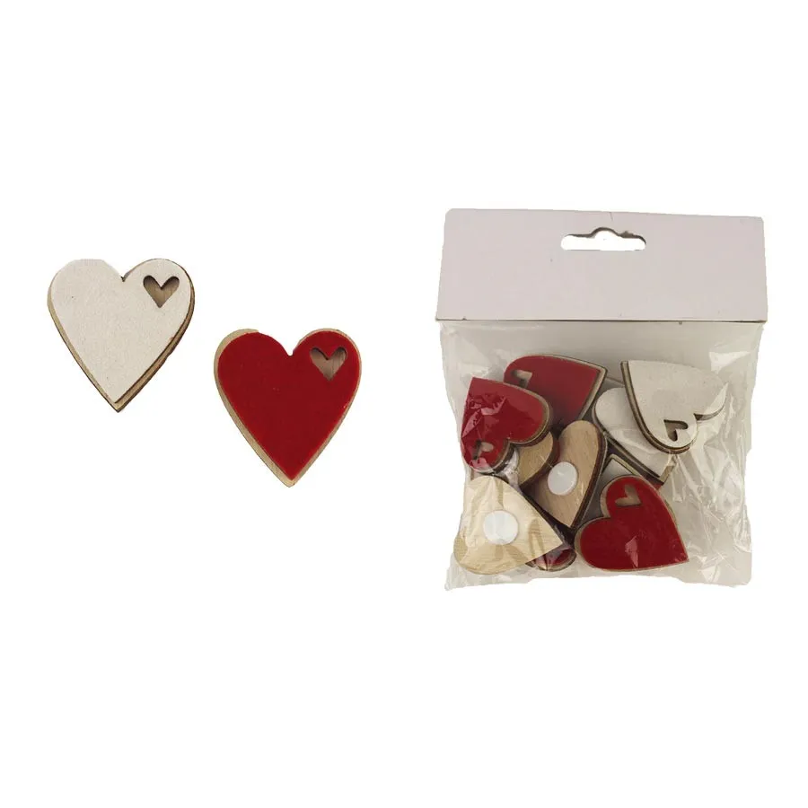 Decorative hearts, 12 pcs D3994 