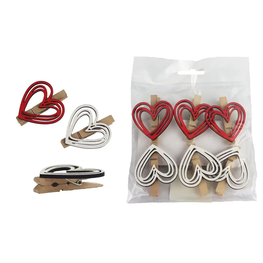 Heart clip, 6 pcs D6033