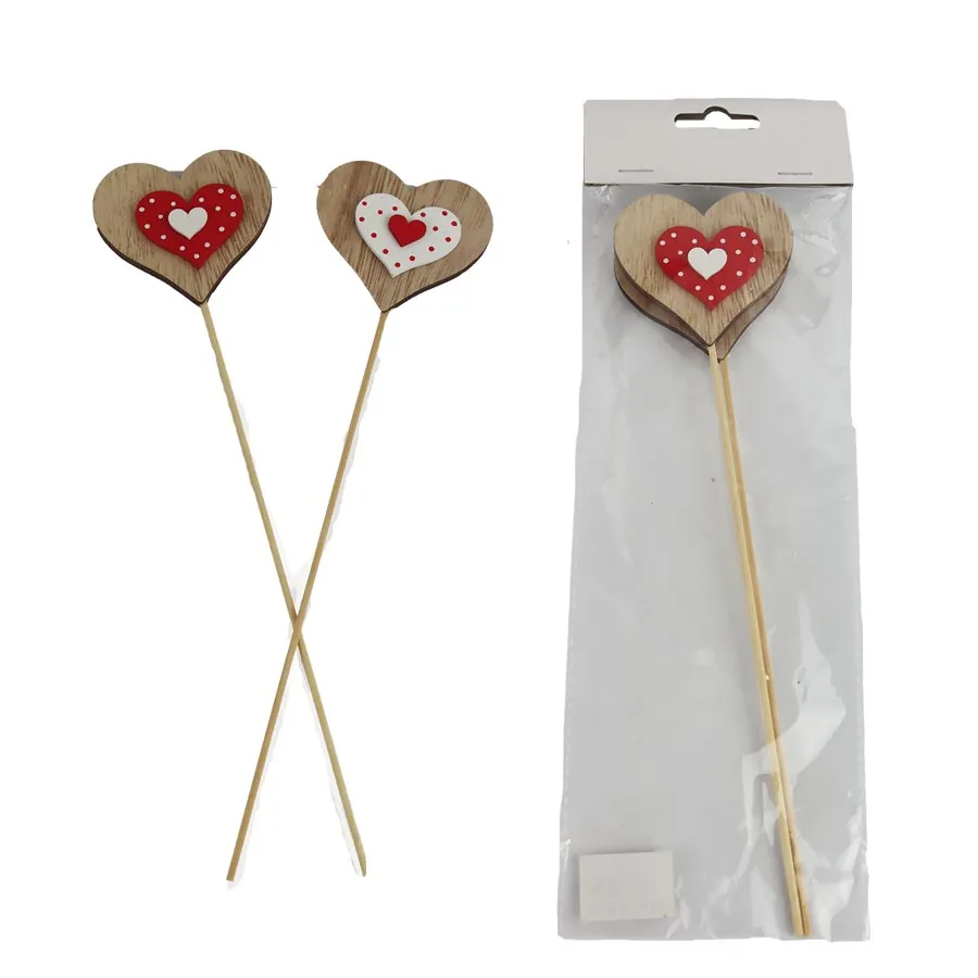 Heart decoration on stick, 2 pcs D6145