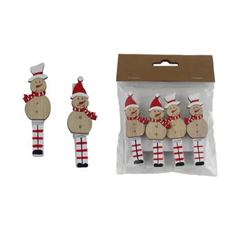 Decoration snowman clip, 4 pcs D6347