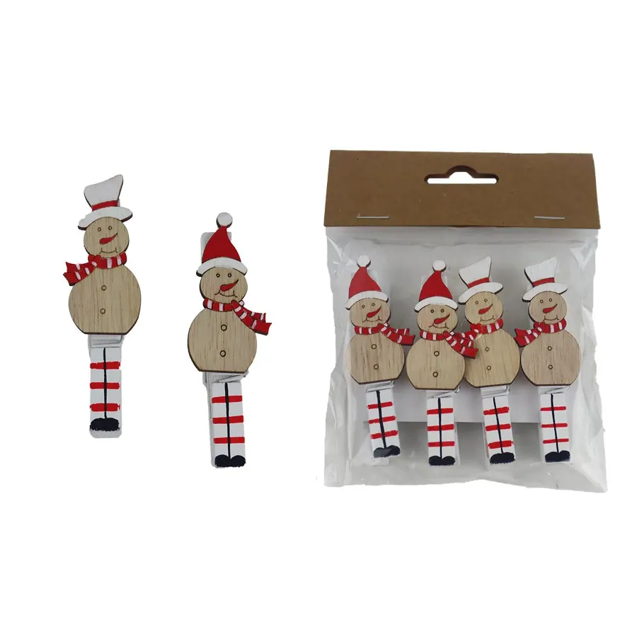 Decoration snowman clip, 4 pcs D6347