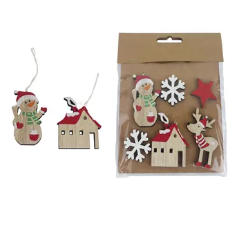 Christmas decorations for hanging, 6 pcs D6355