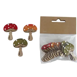 Mushroom decoration, 12 pcs D6374