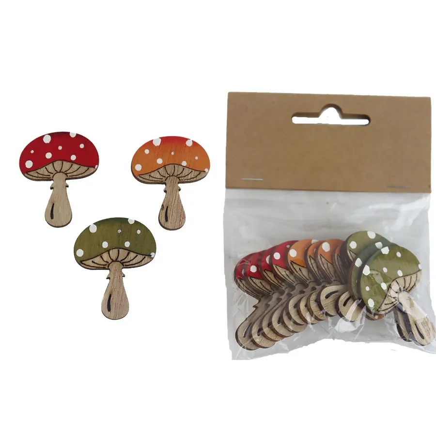 Mushroom decoration, 12 pcs D6374