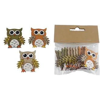 Owl decoration, 12 pcs D6375