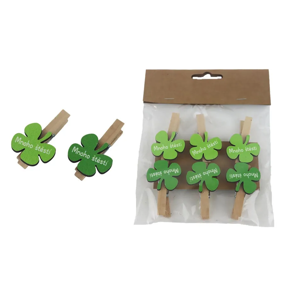 Decorative four-leaf clover clip, 6 pcs. D6405