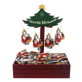 Box of wooden decorations for hanging, 72 pcs D6552