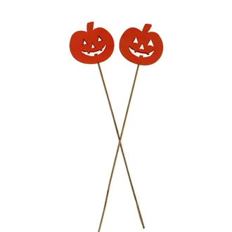 Pumpkin decoration on stick, 4 pcs D6588