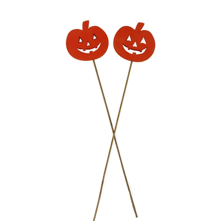 Pumpkin decoration on stick, 4 pcs D6588