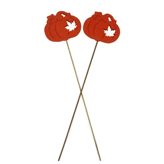 Pumpkin decoration on stick, 4 pcs D6589