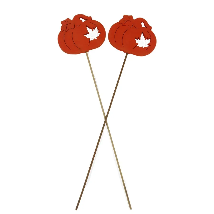 Pumpkin decoration on stick, 4 pcs D6589