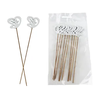 Heart decoration on stick, 10 pcs D6672