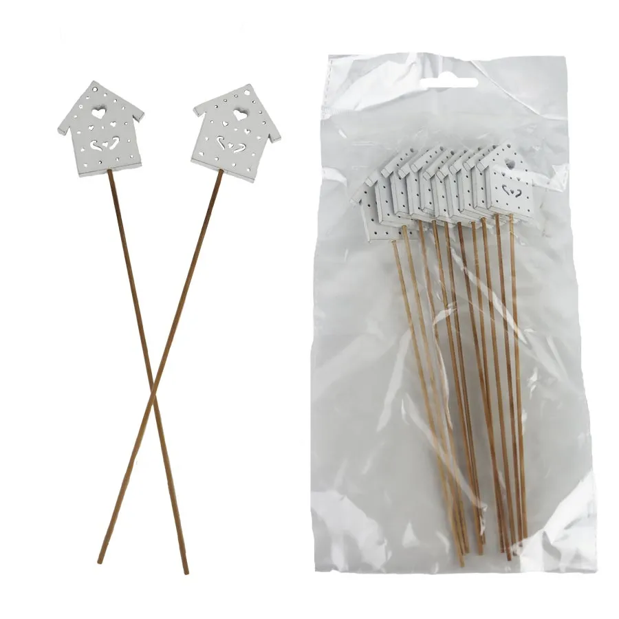 Decoration house on stick, 10 pcs D6673