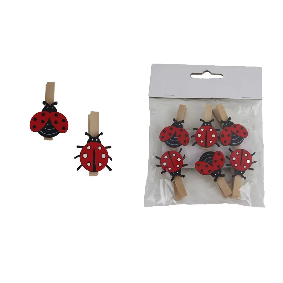 Ladybug clip, 6 pcs D6940