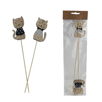 Cat on stick decotation, 2 pcs D6950 