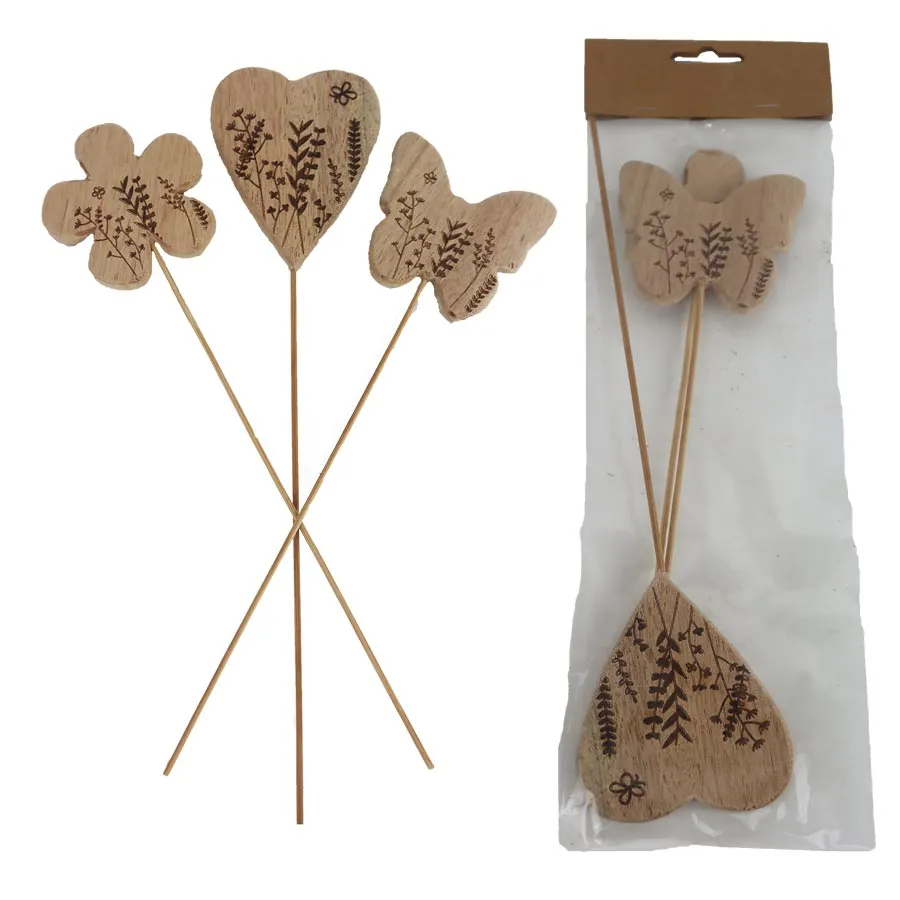 Spring decoration on stick, 3 pcs D7062