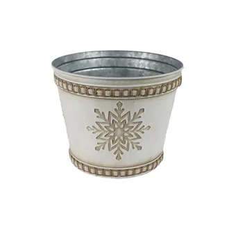 Metal planter round snowflake K3907/3