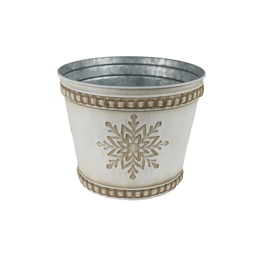 Metal planter round snowflake K3907/3