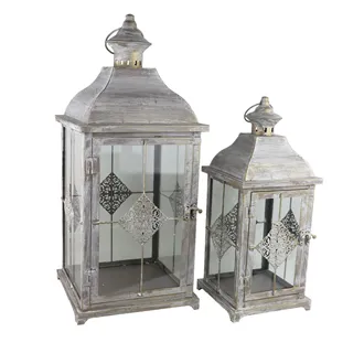 Metal lantern K3965 / Set 2 pcs