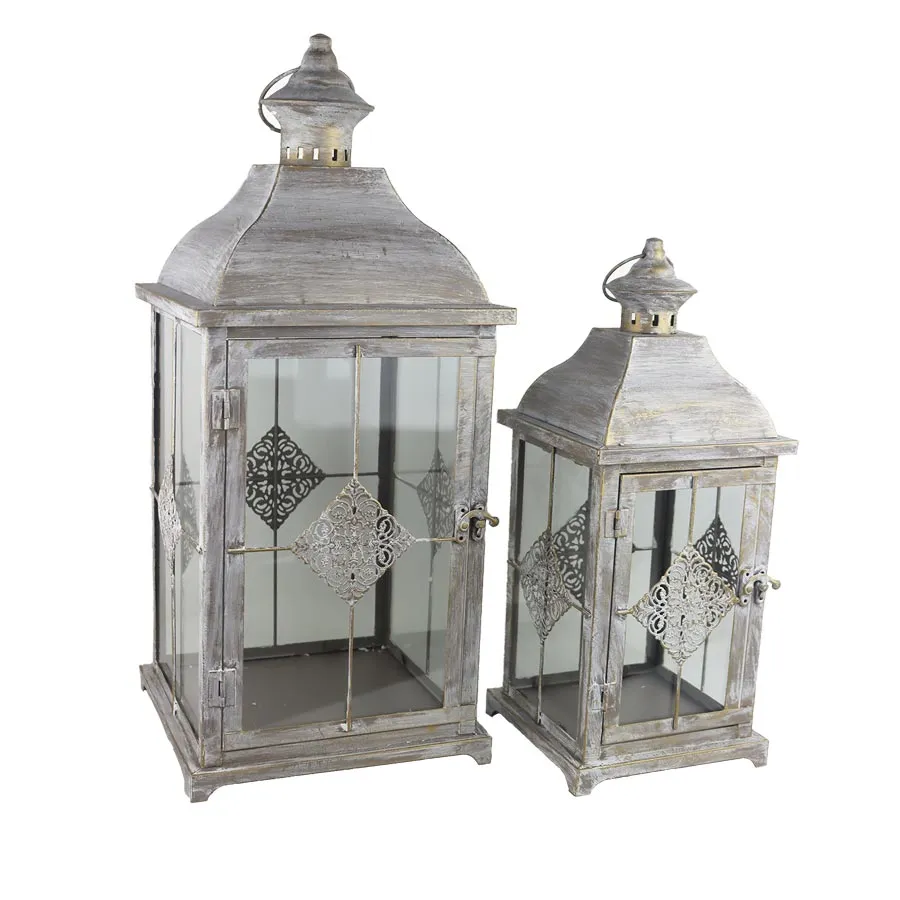 Metal lantern K3965 / Set 2 pcs