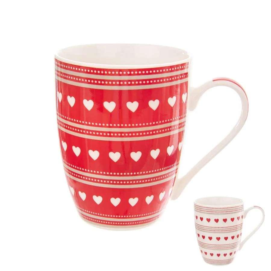 Porcelain cup Red Love HEARTS set 4 pcs mix O0440