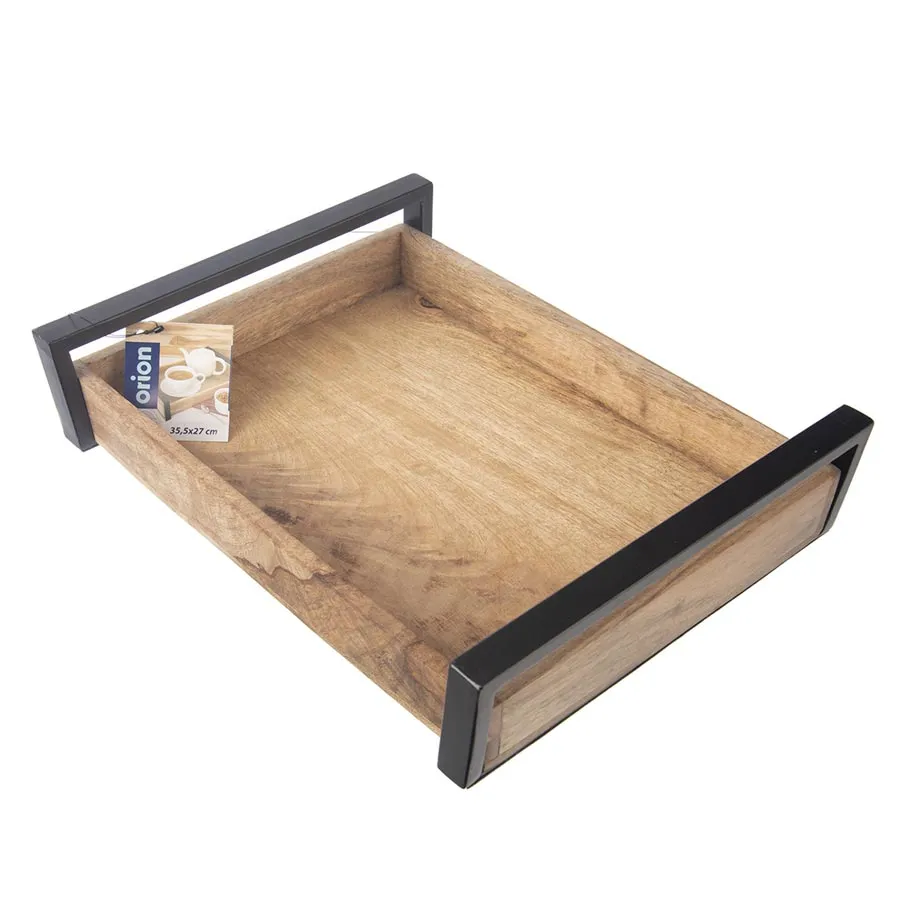 Tray wood/metal MANGO 31x22 cm small