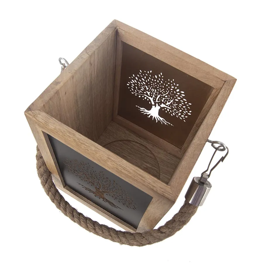 Candle holder wood/metal MANGO Tree of Life