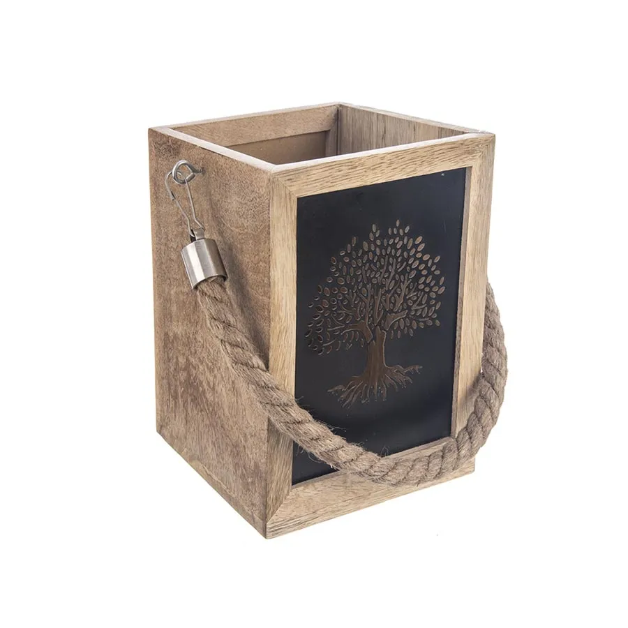 Candle holder wood/metal MANGO Tree of Life