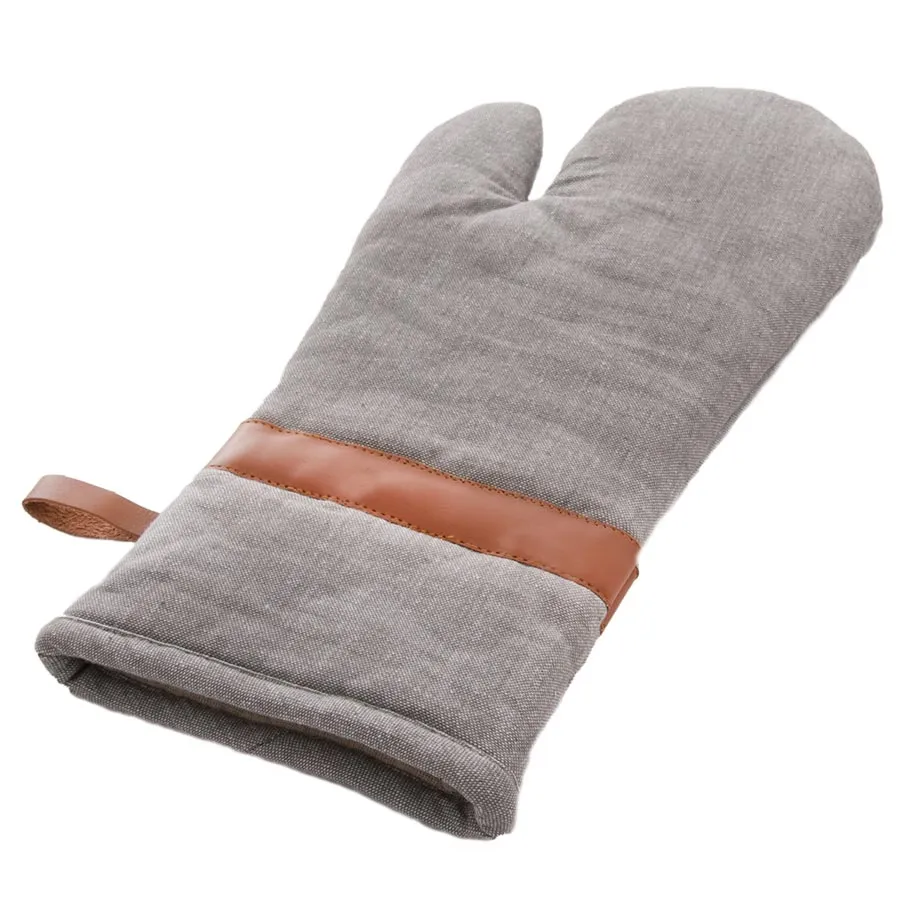 Glove cotton/leather + magnet Denim