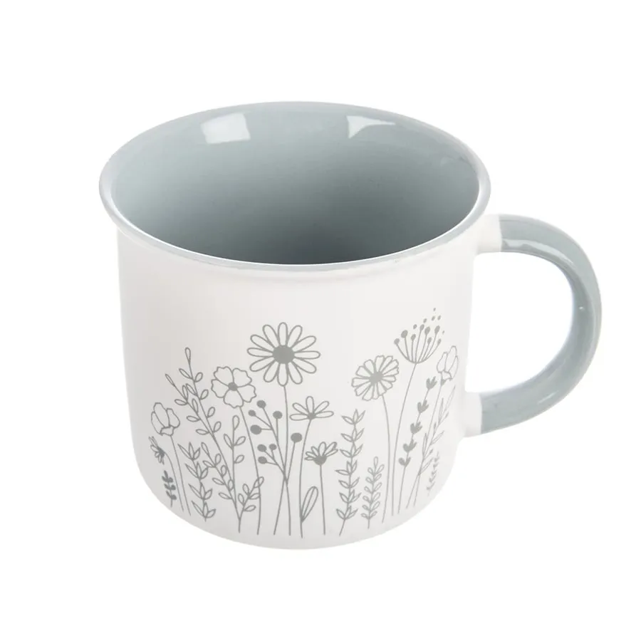 Porcelain mug FLOWER 0,4 l greenish O0482-15