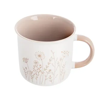 Porcelain mug FLOWER 0,4 l light brown O0482-20