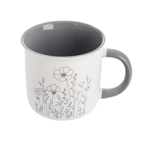 Porcelain mug FLOWER 0,4 l grey O0482-21