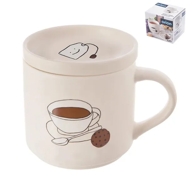 Porcelain mug + lid tea 0,45 l O0495