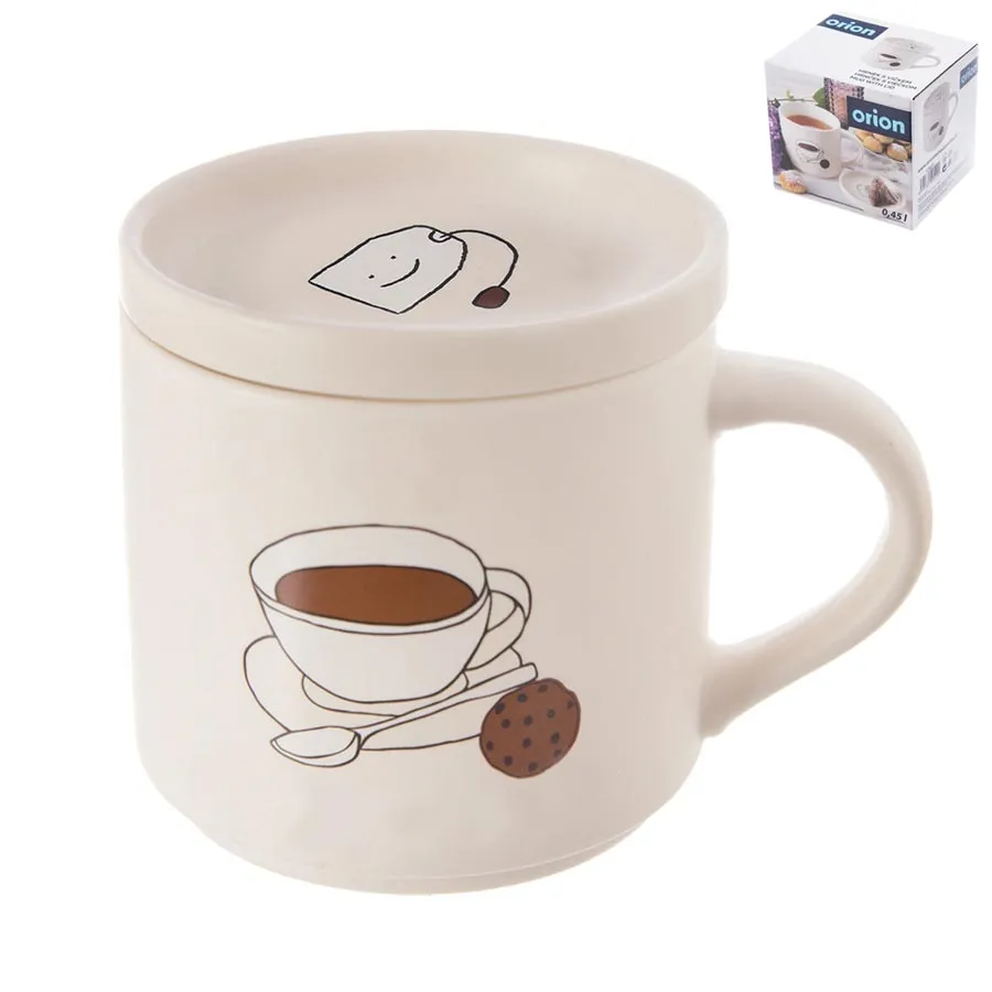 Porcelain mug + lid tea 0,45 l O0495