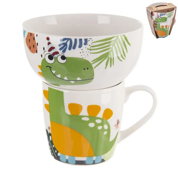 Mug + bowl porcelain set dino 0,35 l O0496