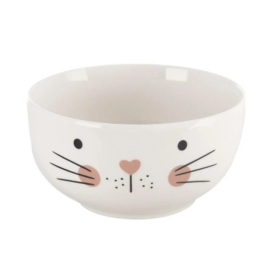 Mug + bowl porcelain set cat 0,35 l O0497