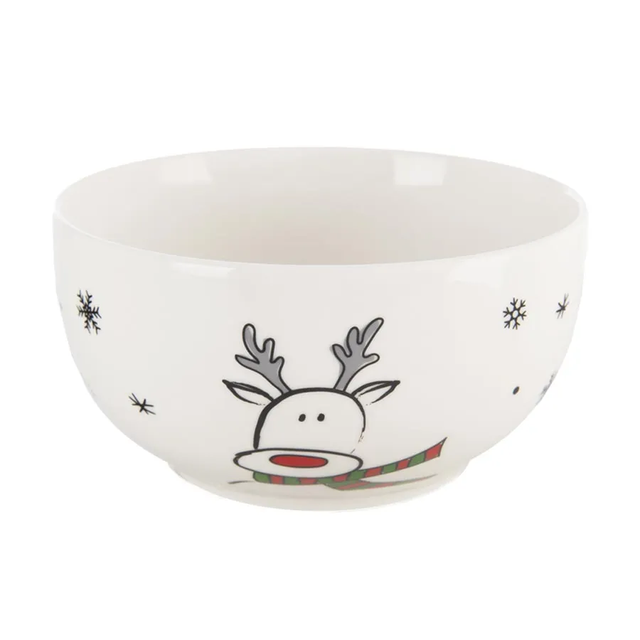 Mug + bowl porcelain set reindeer 0,35 l O0501