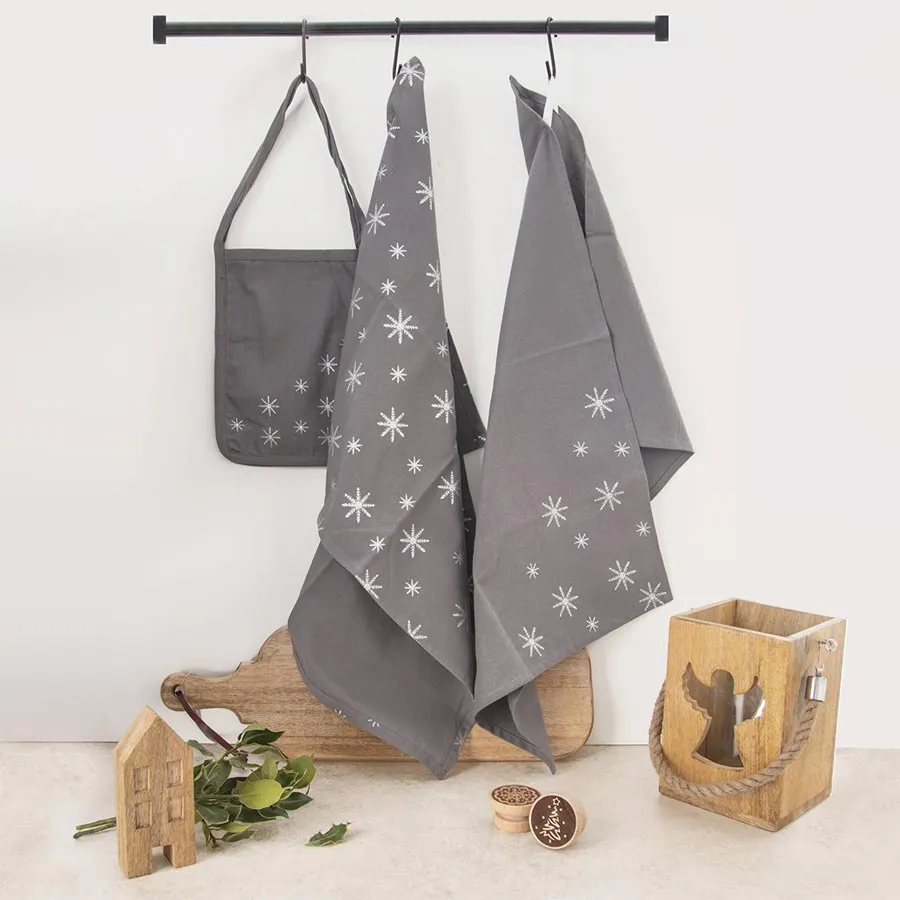 Cotton kitchen towel 2 pcs + bag SNOWFLAKE O0506