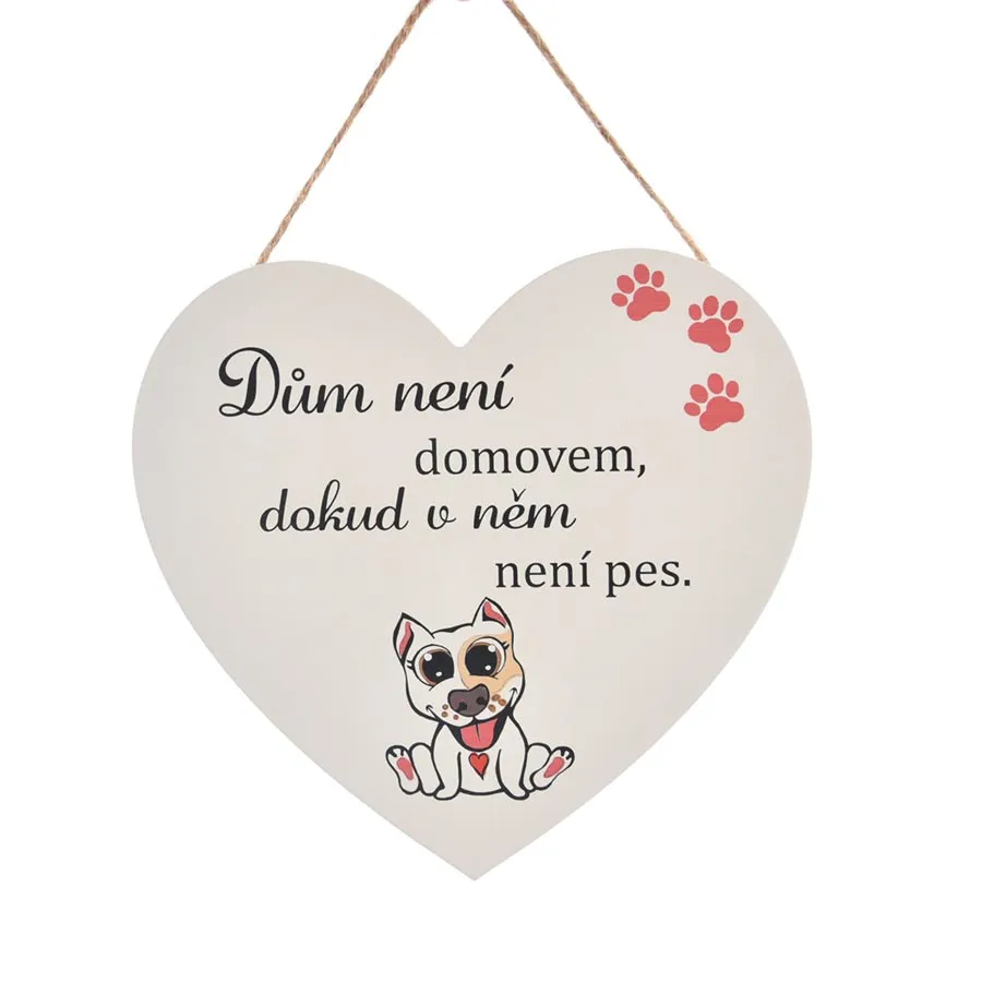 Wooden heart sign DOG HOME O0523