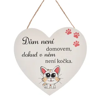 Wooden heart sign CAT HOME O0524