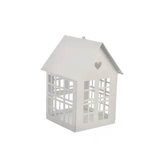 Metal house for candle white O0530