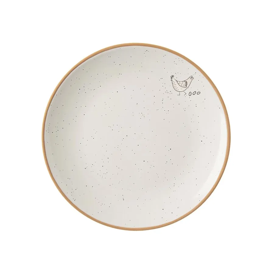 Ceramic dessert plate FARM hen O0537