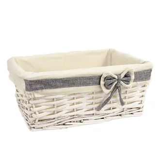 White basket with fabric middle P0802/S