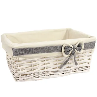 White basket with fabric large P0802/V