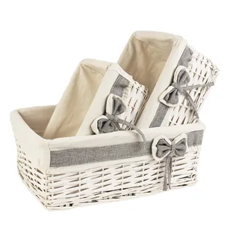 Basket with white cloth, set of 3 pcs. P0802/S