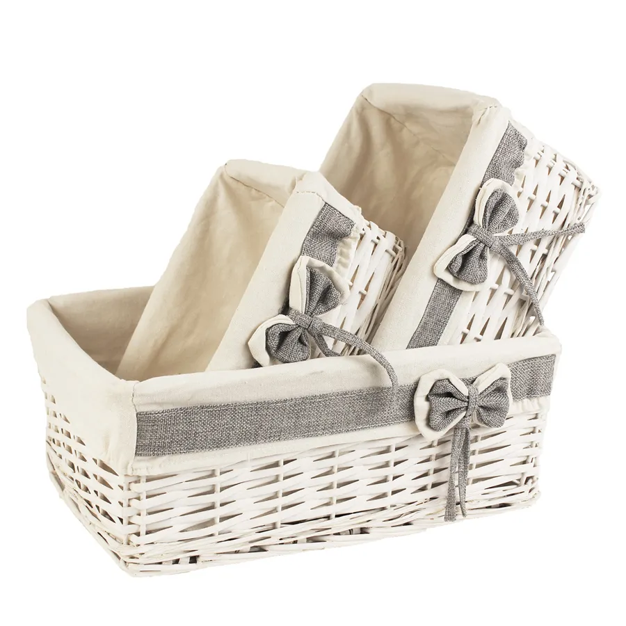 Basket with white cloth, set of 3 pcs. P0802/S