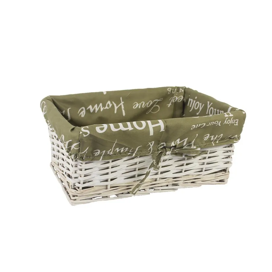 White basket with fabric large P0922/V