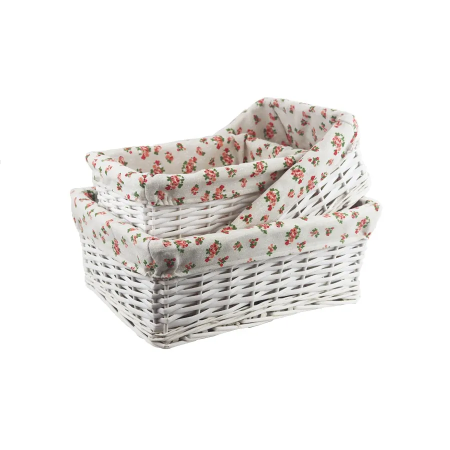 Basket with fabric, S/3 P2044